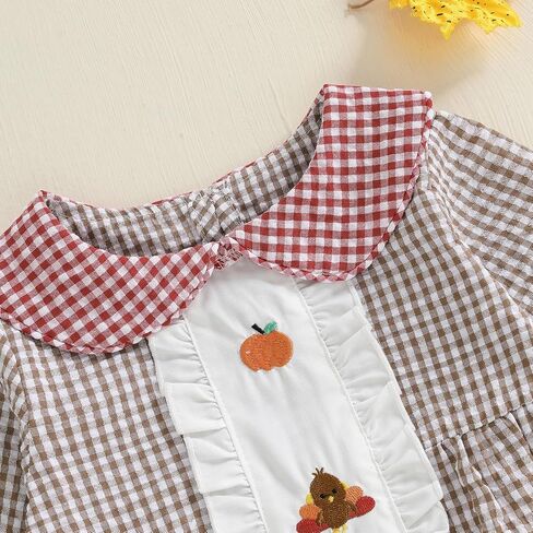 Newborn Baby Girl Halloween Bodysuit Puff Sleeve Doll Collar Outfit Pumpkin Bubble Romper Infant Fall Clothes in Kuwait