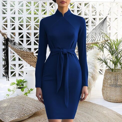SperLucky Women's Elegant Bodycon Dresses Formal Office Sheath Dresses in Saudi Arabia