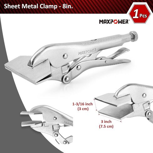 MAXPOWER Heavy Duty Locking C-Clamp Set 6-Inch, 9-Inch,11-Inch, 3-Piece Locking Pliers Nickel Plated C Pliers With Regular Tip and Swivel Pads in Saudi Arabia