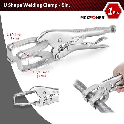 MAXPOWER Heavy Duty Locking C-Clamp Set 6-Inch, 9-Inch,11-Inch, 3-Piece Locking Pliers Nickel Plated C Pliers With Regular Tip and Swivel Pads in Saudi Arabia