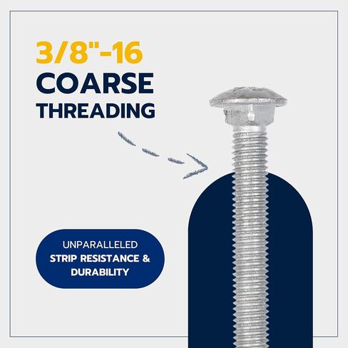 3/8 "× 8" (50 حزمة) مجموعة مسامير النقل المجلفنة، المجلفن بالغمس الساخن للاستخدام الخارجي بواسطة Makers Bolt in Saudi Arabia