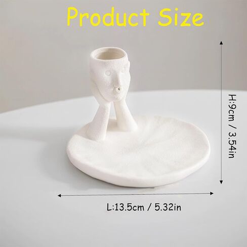 Incense Holder Modern Ceramic, Creative Incense Burner Head Sculpture Figurine Jewelry Dish Trinket Tray Incense Ash Catcher for Burning Sage Stick Unique Gift Home Decor (White) in Saudi Arabia