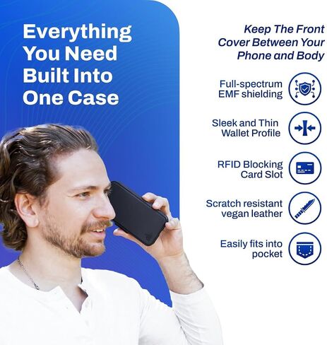 DefenderShield EMF Protection & 5G Anti Radiation iPhone 14 SlimFlip Case - RFID Blocking EMF Shield Slim Wallet Case Black in Saudi Arabia