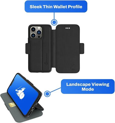 DefenderShield EMF Protection & 5G Anti Radiation iPhone 14 SlimFlip Case - RFID Blocking EMF Shield Slim Wallet Case Black in Saudi Arabia