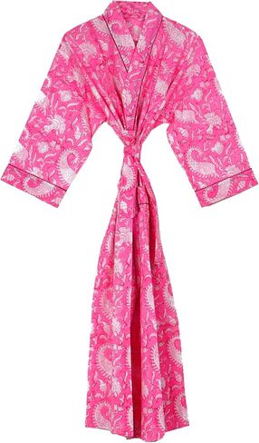 Cotton Hand Block Print Womens Bathrobes| Lightweight Bathrobes| Women Sleepwear Robes| Kimono Robe| Dressing Gown in Saudi Arabia