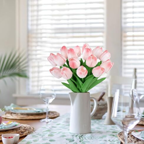 30 Pcs Multicolor Tulips Artificial Flowers for Decoration, Real Touch PU Fake Tulips Flowers Arrangement Faux Artificial Plants Indoor for Home Decor Wedding Valentine's Day Spring Easter Decorations in Saudi Arabia