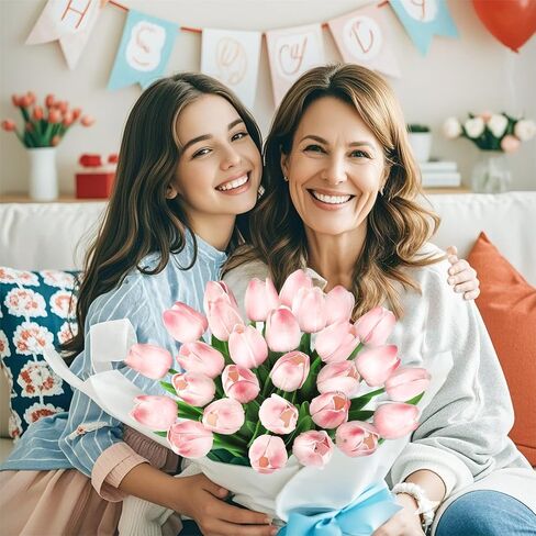 30 Pcs Multicolor Tulips Artificial Flowers for Decoration, Real Touch PU Fake Tulips Flowers Arrangement Faux Artificial Plants Indoor for Home Decor Wedding Valentine's Day Spring Easter Decorations in Saudi Arabia