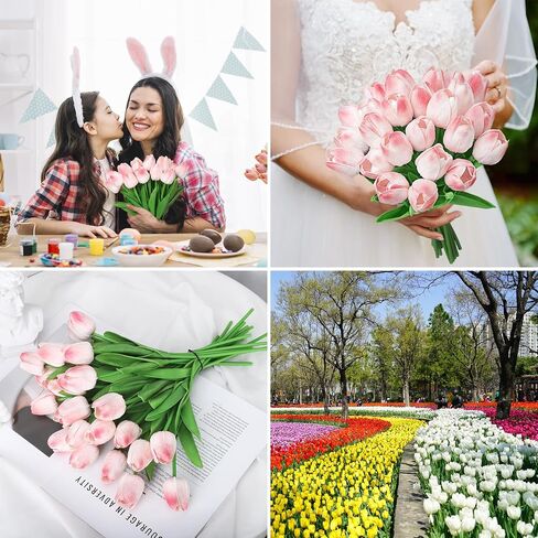 30 Pcs Multicolor Tulips Artificial Flowers for Decoration, Real Touch PU Fake Tulips Flowers Arrangement Faux Artificial Plants Indoor for Home Decor Wedding Valentine's Day Spring Easter Decorations in Saudi Arabia