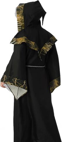 LMYOVE Men Wizard Costume with Hood, Adult Medieval Dark Sorcerer Robe, Medieval Renaissance Wizard Gown Halloween Costume in Kuwait