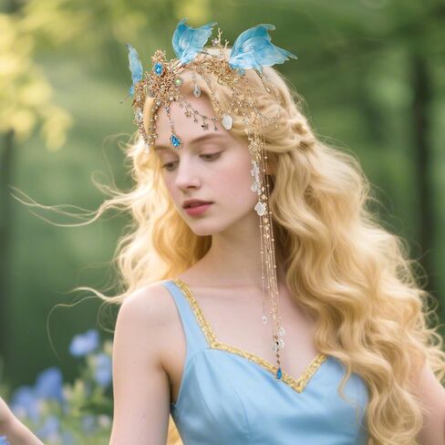 FRESHME Renfaire Fairy Elf Crown - Fairy Headpiece with Butterfly Wings Renaissance Cosplay Halloween Fantasy Accessories in Saudi Arabia