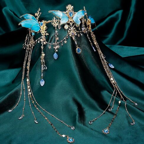 FRESHME Renfaire Fairy Elf Crown - Fairy Headpiece with Butterfly Wings Renaissance Cosplay Halloween Fantasy Accessories in Saudi Arabia