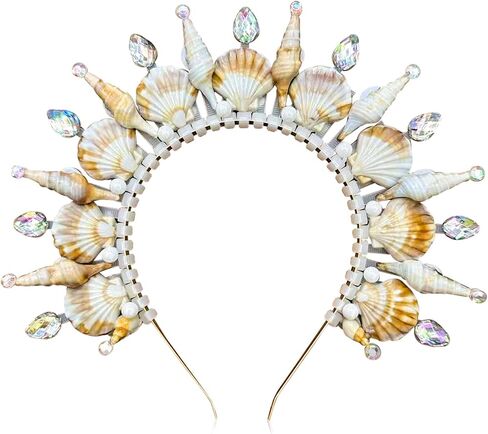 Jevenis Mermaid Crown Trough Seashell Crown صفارة الإنذار زي النساء لعلاج صفارات الإنذار حورية البحر آلهة Cosplay Renaissance in Saudi Arabia