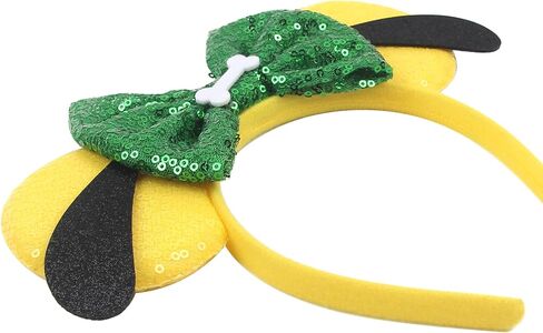 1PK Dog Mouse Ears عصابة رأس للنساء في مخملية الشعر القوس القوس للمستخدمين اللطيفات - متسللة الترتر أشرطة الشعر مع إكسسوارات Essencial كبيرة للماوس للرحلة (الأذنين الصفراء) in Kuwait