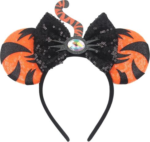 1PK Dog Mouse Ears عصابة رأس للنساء في مخملية الشعر القوس القوس للمستخدمين اللطيفات - متسللة الترتر أشرطة الشعر مع إكسسوارات Essencial كبيرة للماوس للرحلة (الأذنين الصفراء) in Kuwait