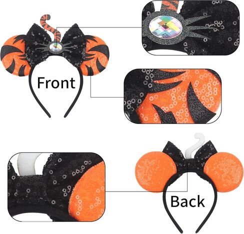 1PK Dog Mouse Ears عصابة رأس للنساء في مخملية الشعر القوس القوس للمستخدمين اللطيفات - متسللة الترتر أشرطة الشعر مع إكسسوارات Essencial كبيرة للماوس للرحلة (الأذنين الصفراء) in Kuwait