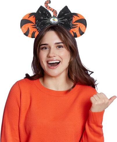 1PK Dog Mouse Ears عصابة رأس للنساء في مخملية الشعر القوس القوس للمستخدمين اللطيفات - متسللة الترتر أشرطة الشعر مع إكسسوارات Essencial كبيرة للماوس للرحلة (الأذنين الصفراء) in Kuwait