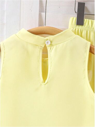 Floerns Girl's 2 Outfit 3D Flowerless Slocksivess Mock Deck Tank مع مجموعة سروال in Saudi Arabia
