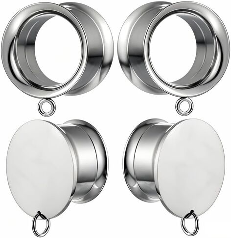2 Pairs DIY Ear Plugs Tunnels for Personalized Body Jewelry, Customized Ear Gauges, Hypoallergenic Surgical Steel Dangling Earrings Accessories in Saudi Arabia