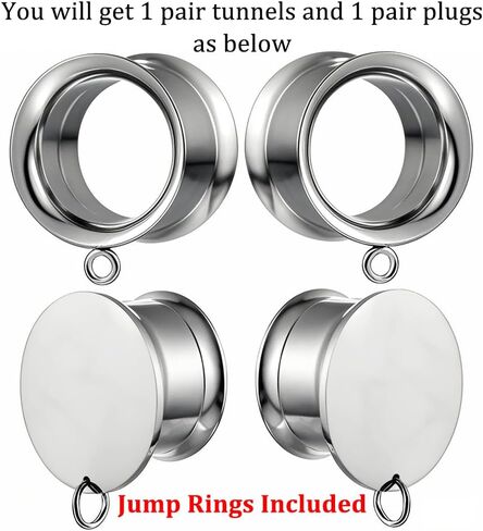 2 Pairs DIY Ear Plugs Tunnels for Personalized Body Jewelry, Customized Ear Gauges, Hypoallergenic Surgical Steel Dangling Earrings Accessories in Saudi Arabia