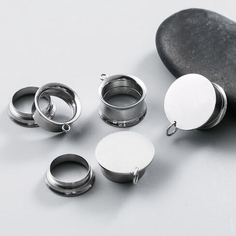 2 Pairs DIY Ear Plugs Tunnels for Personalized Body Jewelry, Customized Ear Gauges, Hypoallergenic Surgical Steel Dangling Earrings Accessories in Saudi Arabia