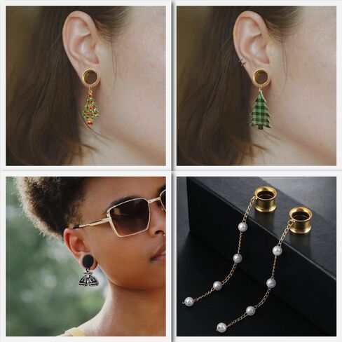 2 Pairs DIY Ear Plugs Tunnels for Personalized Body Jewelry, Customized Ear Gauges, Hypoallergenic Surgical Steel Dangling Earrings Accessories in Saudi Arabia