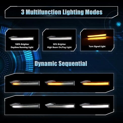 2 PCS Sequential Switchback LED Front Side Marker Headlight Daytime Running Light for Toyo-ta Tacoma 2001 2002 2003 2004 Replacement Front Bumper White Daytime Running Lamp Amber Full Led Light in Kuwait