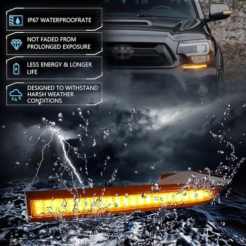 2 PCS Sequential Switchback LED Front Side Marker Headlight Daytime Running Light for Toyo-ta Tacoma 2001 2002 2003 2004 Replacement Front Bumper White Daytime Running Lamp Amber Full Led Light in Kuwait