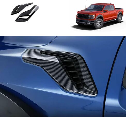 Car Accessories Compatible with Ford F150 F-150 Raptor 2024 2023 2022 2021 Fender Side Vent Cover Trim Exterior Fender Side Decoration Vent Sticker ABS 2PCS(Carbon Fiber Style) in Kuwait