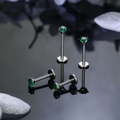 Ruifan Titanium Flat Back Lip Rings داخليًا متورطًا للأقراط ترصيع خواتم الأنف 20G 18G 16G Round Heart Square CZ Tragus Cratilage Lebe Helix Conch Labret Medusa Jewelry for Women Men Men in Saudi Arabia