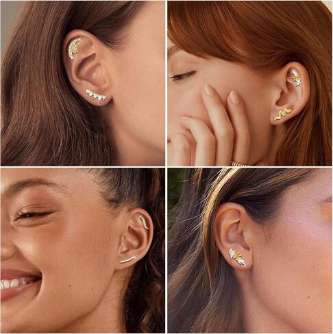 8pcs أقراط غضروف ذهبية للنساء 16G Hypoallergenic من الفولاذ المقاوم للصدأ اللولب الثابتة مجوهرات CZ زهرة الأفعى القمر tragus percing المجوهرات daith conch in Kuwait