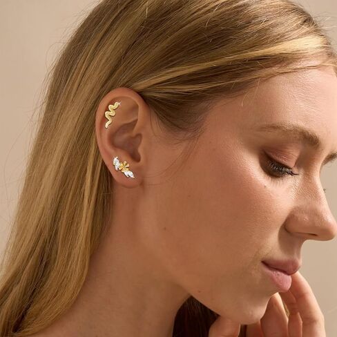 8pcs أقراط غضروف ذهبية للنساء 16G Hypoallergenic من الفولاذ المقاوم للصدأ اللولب الثابتة مجوهرات CZ زهرة الأفعى القمر tragus percing المجوهرات daith conch in Kuwait