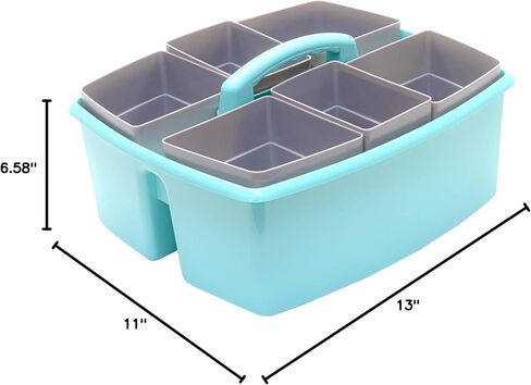 Storex Large Classroom Caddy with Cups, 13 x 11 x 6.575 Inches, Teal, Case of 2 (00984U02C) in Saudi Arabia