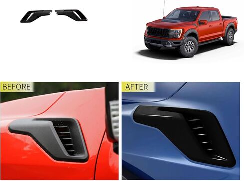 إكسسوارات السيارات متوافقة مع Ford F150 F-150 Raptor 2024 2023 2022 2021 Fender Side Vent Cover Trim Fender Fender Side Decoration ABS 2PC (نمط ألياف الكربون) in Kuwait