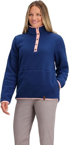 Obermeyer Boulder Fleece Women’s Top - Polyester Fabric - Double-sided Brushed Fleece - Handwarmer Pockets Fresh Sprigs LG One Size in Saudi Arabia