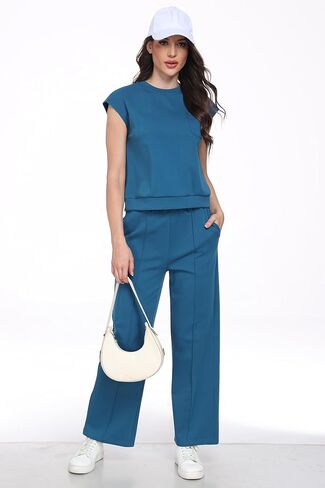 Two Piece Sets for Women Summer Sweatsuit Sleeveless Casual Wide Leg Pants Lounge Sets Beach Vacation Travel Outfit in Kuwait