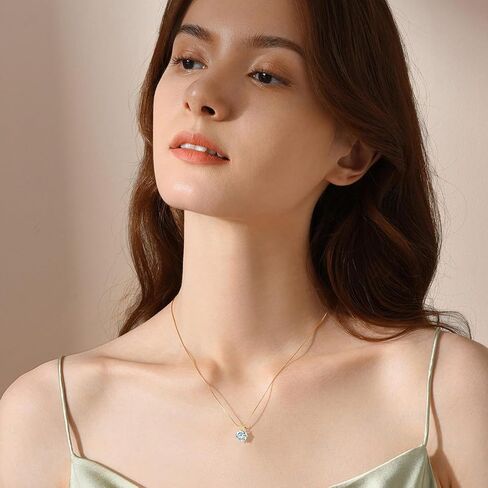 S925 Sterling Silver 1 Carat Diamond Necklace for Women, D Color VVS1 Clarity, 18" Chain, Timeless Gift for Women on Christmas in Saudi Arabia