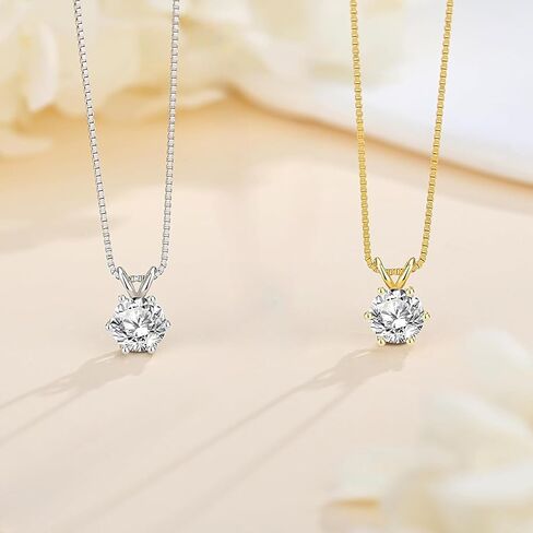S925 Sterling Silver 1 Carat Diamond Necklace for Women, D Color VVS1 Clarity, 18" Chain, Timeless Gift for Women on Christmas in Saudi Arabia
