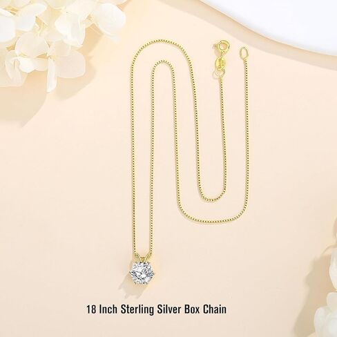 S925 Sterling Silver 1 Carat Diamond Necklace for Women, D Color VVS1 Clarity, 18" Chain, Timeless Gift for Women on Christmas in Saudi Arabia