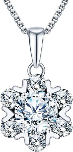 S925 Sterling Silver Snowflake 1/2 قيراط الماس قلادة للنساء ، D Color VVS1 Clarity ، HINVERSARY ETERNITY JELLERY GIM in Saudi Arabia
