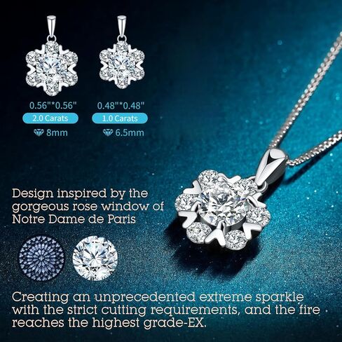 S925 Sterling Silver Snowflake 1/2 قيراط الماس قلادة للنساء ، D Color VVS1 Clarity ، HINVERSARY ETERNITY JELLERY GIM in Saudi Arabia