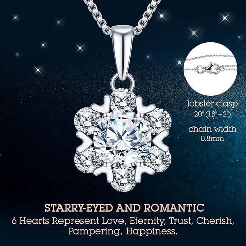 S925 Sterling Silver Snowflake 1/2 قيراط الماس قلادة للنساء ، D Color VVS1 Clarity ، HINVERSARY ETERNITY JELLERY GIM in Saudi Arabia