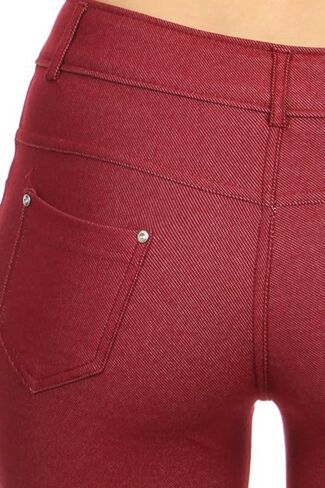 YELETE Women's Basic Solid Color Cotton Blend Capri Jeggings in Saudi Arabia