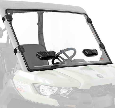 الزجاج الأمامي في Kemimoto Vented متوافق مع 2016-2025 Can-AM Defender HD5/HD8/HD10/MAX ، بولي كربونات صافية صلبة مقاومة للخدش مع لوحة تنفيس سوداء قابلة للتعديل ، ختم لمبة مثبتة مسبقًا in Kuwait