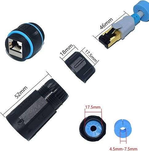 2 PCS Gigabit RJ45 Coupler, Ethernet Extender Connector in Line Coupler for Cat8/Cat7/Cat6/Cat5e/Cat5 Ethernet Cable Extender Adapter Female to Female (Black) in Saudi Arabia