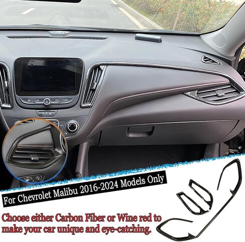 Dashboard AC Air Vent Outlet Trim ، 5pcs لـ Chevrolet Malibu 2016 2017 2018 2019 2020 2021 2022 2023 2024 - ABS Carbon Liber Grain Sport Trim Exclists Comple in Saudi Arabia