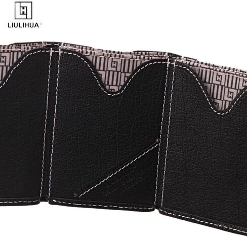 LLH LIULIHU AGenuine محفظة جلدية ثلاثية الطي بحامل بطاقات الائتمان مع RFID في الشطرنج ومحافظ قفل من الفولاذ المقاوم للصدأ للرجال - محفظة رفيعة بسيطة (Broen) in Saudi Arabia
