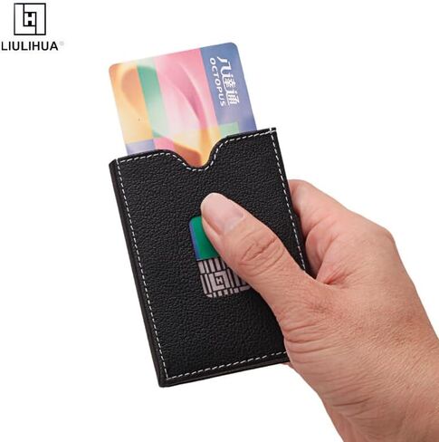 LLH LIULIHU AGenuine محفظة جلدية ثلاثية الطي بحامل بطاقات الائتمان مع RFID في الشطرنج ومحافظ قفل من الفولاذ المقاوم للصدأ للرجال - محفظة رفيعة بسيطة (Broen) in Saudi Arabia