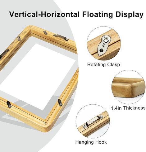 5x7 Floating Picture Frame Collage, Solid Pine Wood with Double Sided Real Glass, Fits Two 5x7 Photos or Use as One 8x12 Picture Frame, Wall Hanging or Tabletop Free-Standing Display, Nature in Saudi Arabia