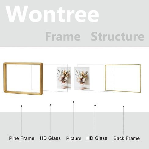 5x7 Floating Picture Frame Collage, Solid Pine Wood with Double Sided Real Glass, Fits Two 5x7 Photos or Use as One 8x12 Picture Frame, Wall Hanging or Tabletop Free-Standing Display, Nature in Saudi Arabia