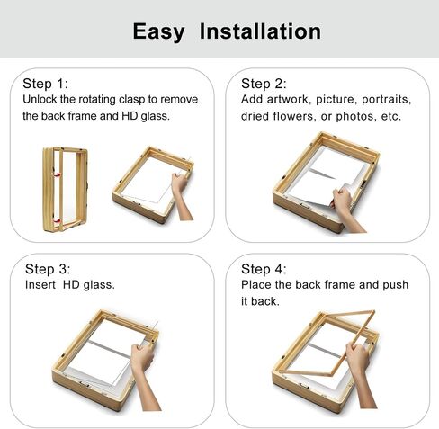 5x7 Floating Picture Frame Collage, Solid Pine Wood with Double Sided Real Glass, Fits Two 5x7 Photos or Use as One 8x12 Picture Frame, Wall Hanging or Tabletop Free-Standing Display, Nature in Saudi Arabia